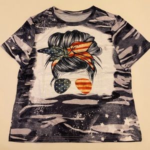 Figure & Flag Print Tee